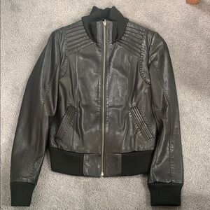 Black Leather Bomber Jacket